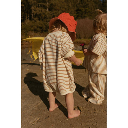 Harley Pocket Romper in Vanilla Stripe
