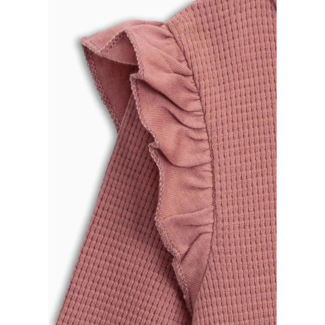 Mila Waffle Knit Flutter Sleeve Romper - Rouge