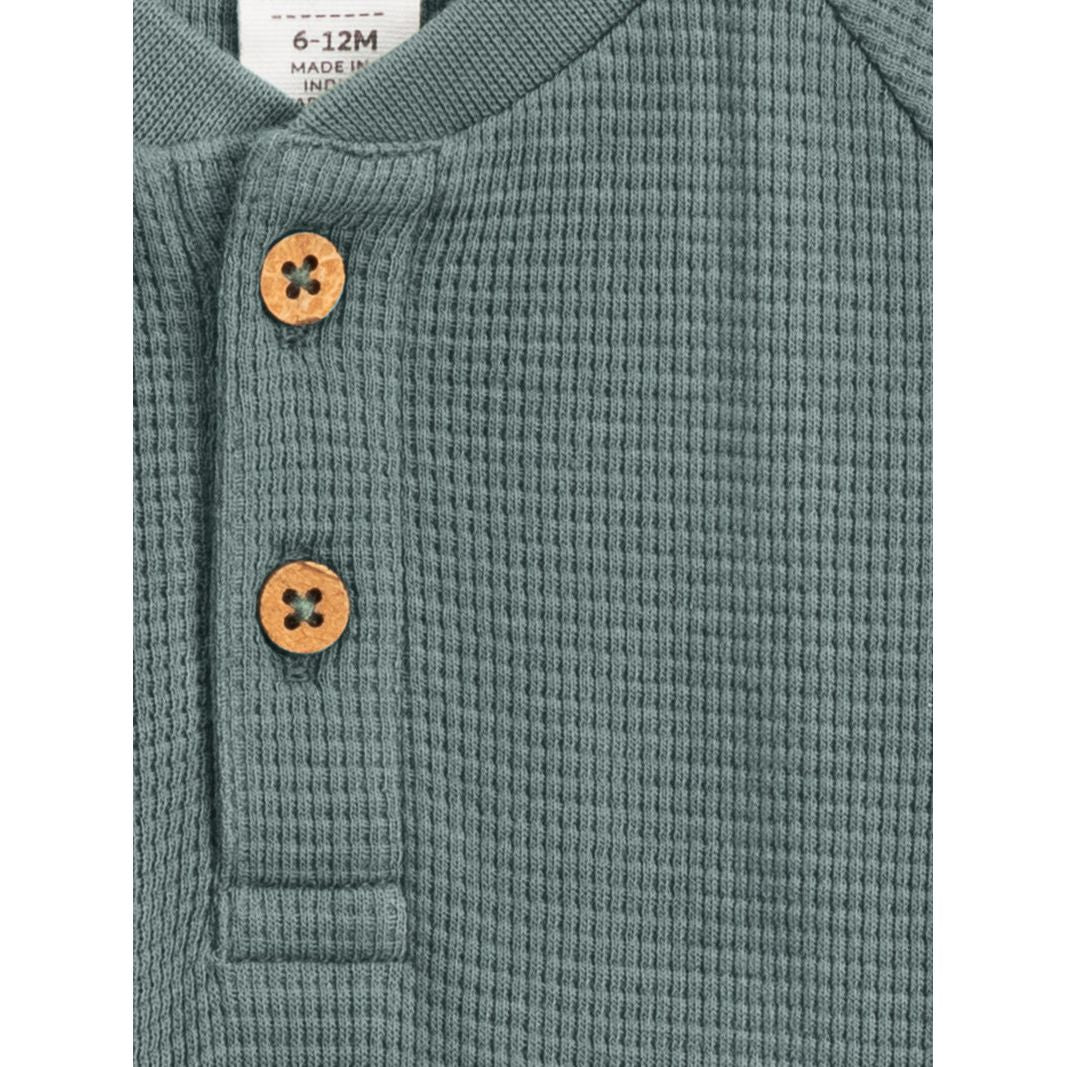 Crosby Waffle Knit Henley Romper - Balsam