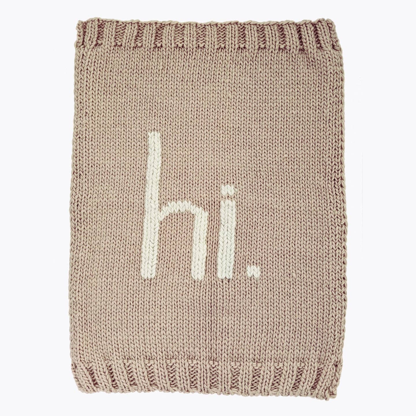 hi. Hand Knit Blanket: Pebble Brown