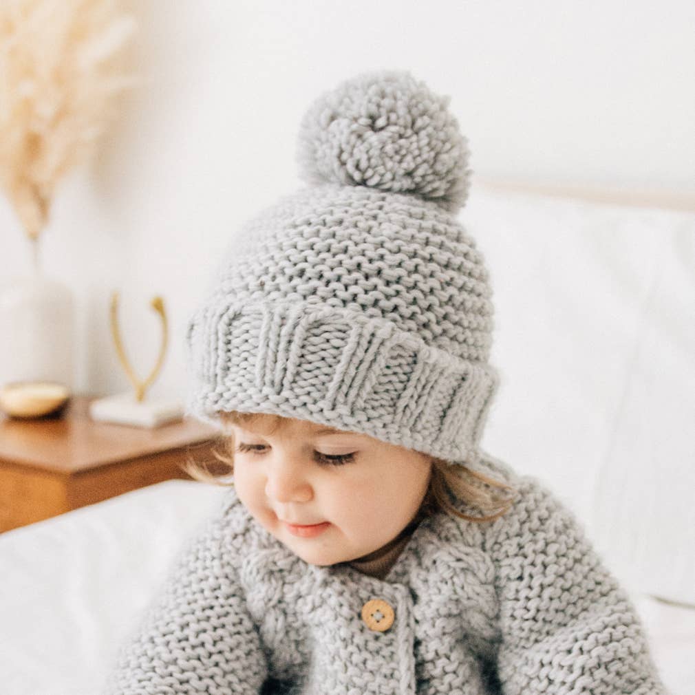 Mabel Cardigan and Beanie Hat Set - Ice Grey