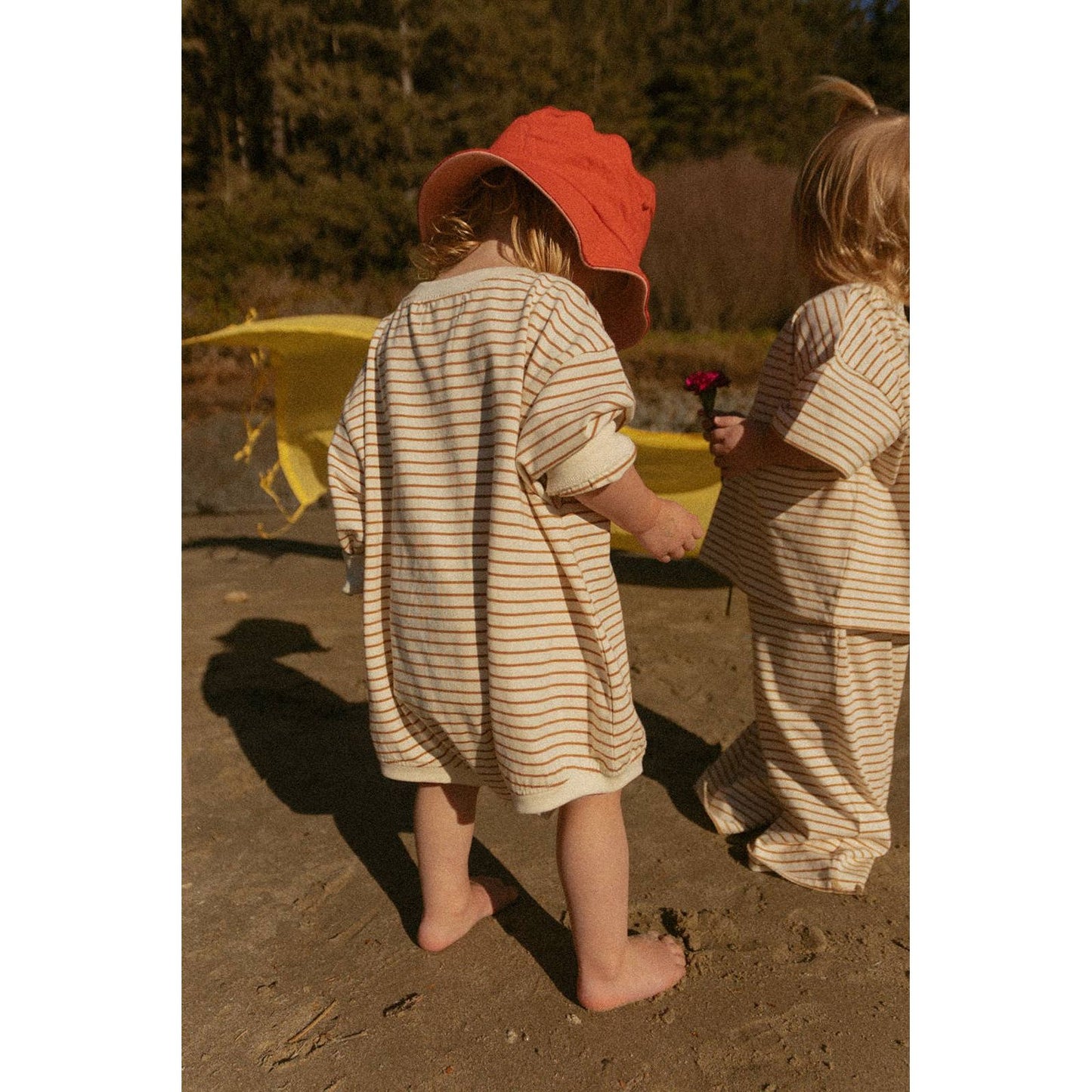 Harley Pocket Romper in Thin Vanilla Ice Stripe