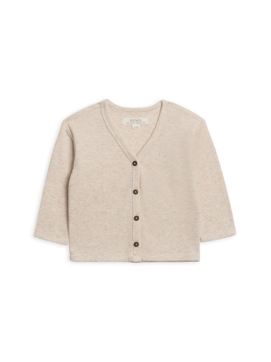 Wells Button Cardigan - Heather Oat