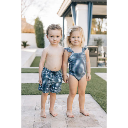 Navy Gingham One-Piece