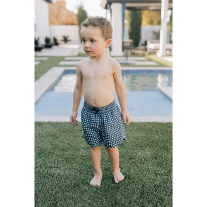 Navy Gingham Swim Shorts