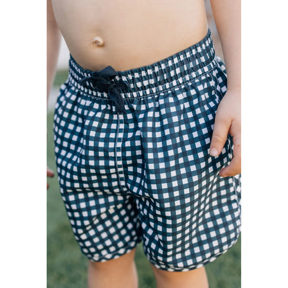 Navy Gingham Swim Shorts
