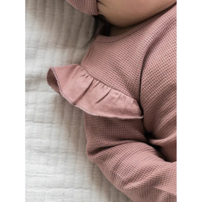 Mila Waffle Knit Flutter Sleeve Romper - Rouge