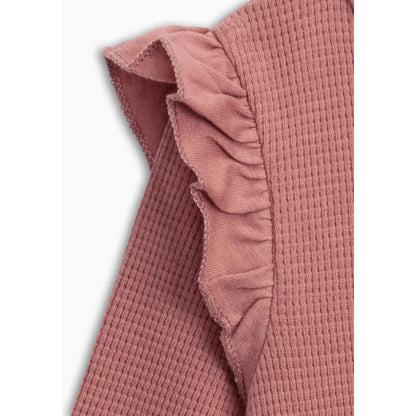 Mila Waffle Knit Flutter Sleeve Romper - Rouge