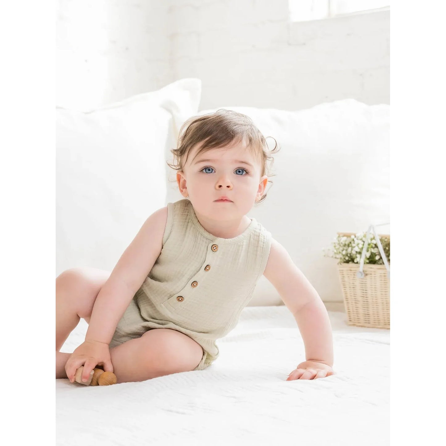 Bowie Muslin Romper - Sage