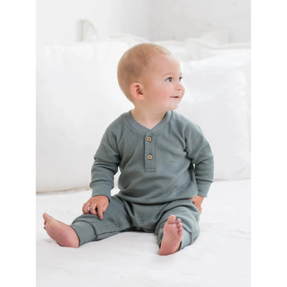 Crosby Waffle Knit Henley Romper - Balsam