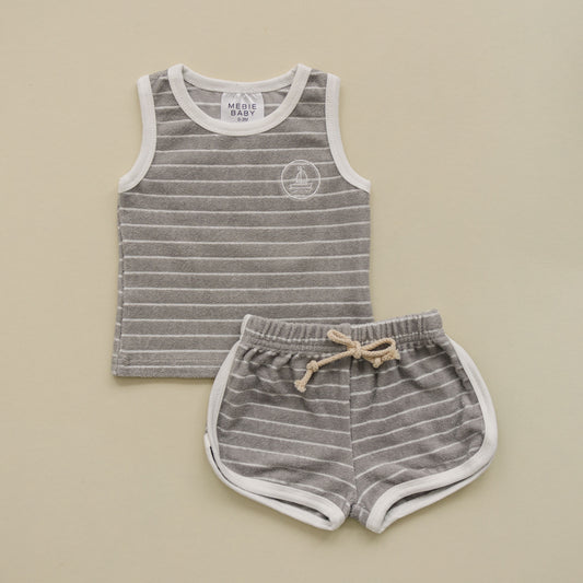 Sail Boat Stripe Terry Cloth Short Set