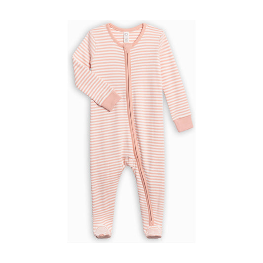 Peyton Zipper Sleeper - Blush Stripe