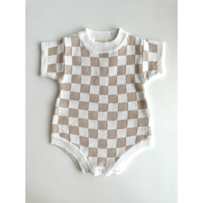 Tan Checkered Romper