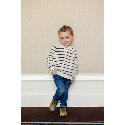 Stripe Button Knit Sweater