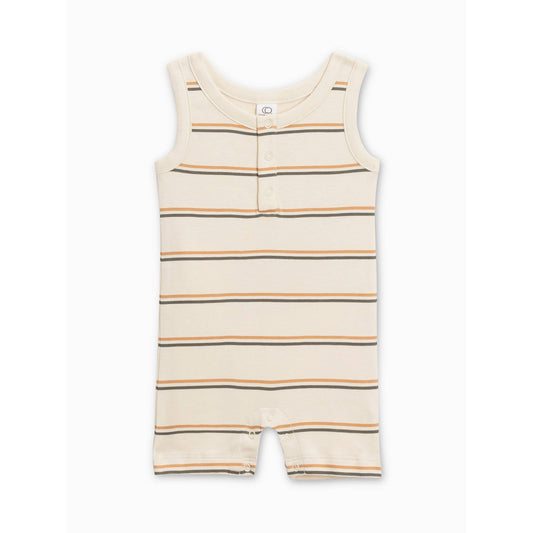 Nile Romper - Zane Stripe / Pewter + Tan