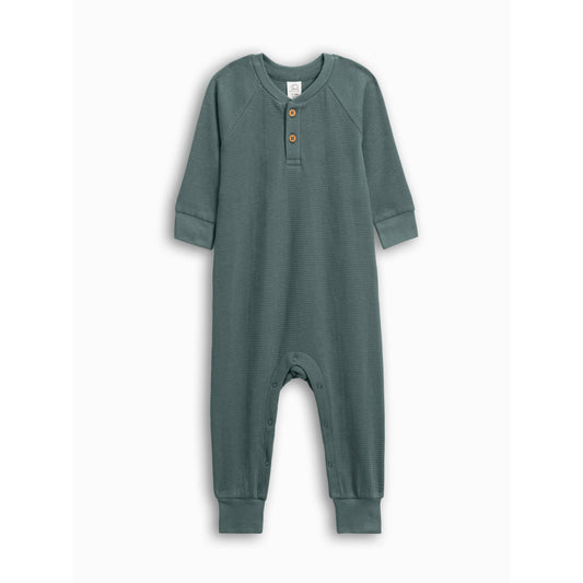 Crosby Waffle Knit Henley Romper - Balsam