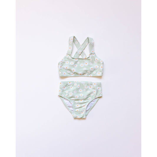 Girl's Basic Bikini | Green Daisy